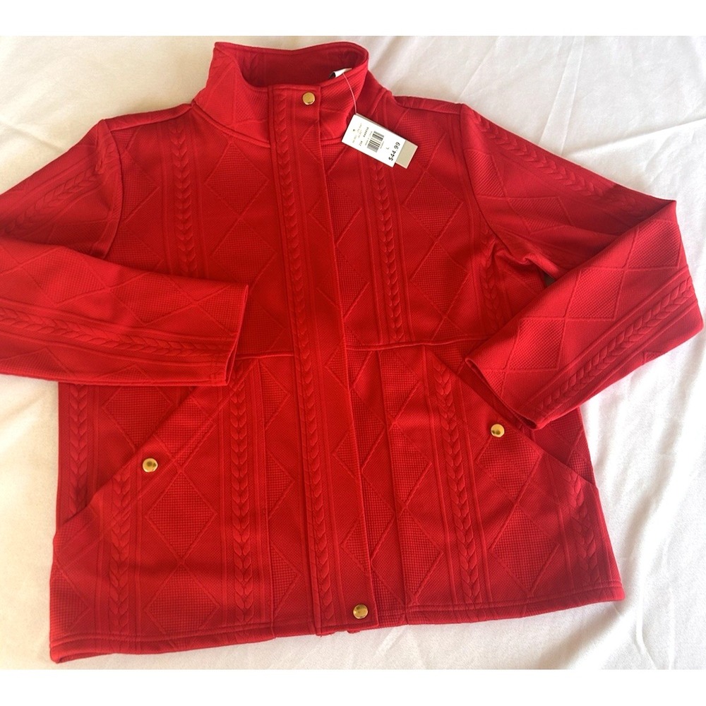 NWT‎ LeModa lightweight textured knit jacket the perfect holiday red size L